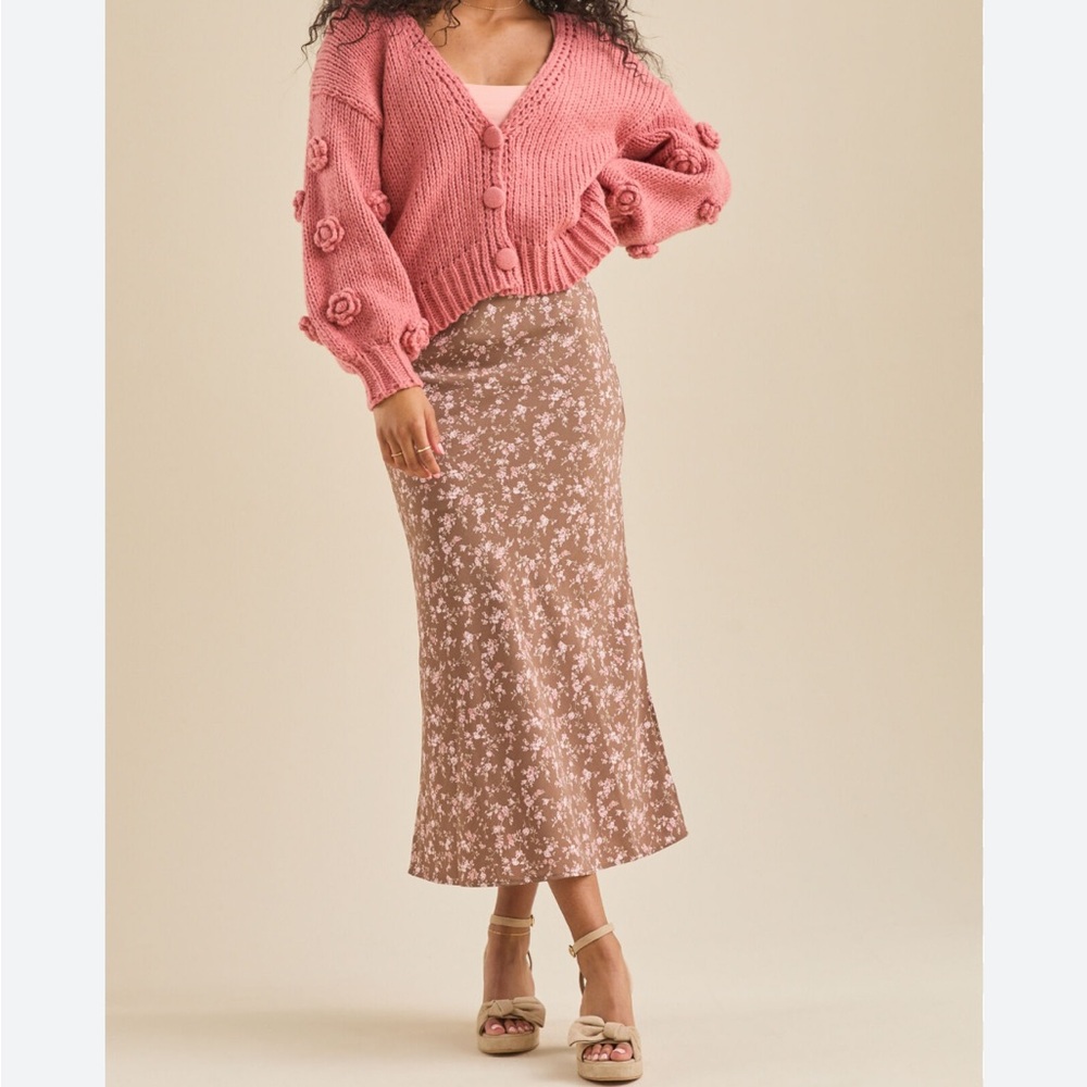 Altar'd State Amora Floral Midi Skirt -XL